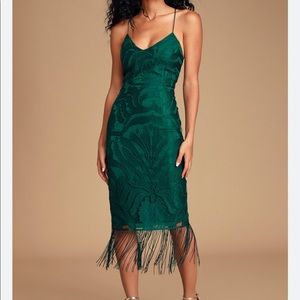 Emerald lace fringe dress